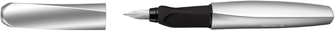 Pelikan Twist Fountain Pen with 1 Ink Cartridge, Medium Nib, Silver, Boxed (947101) (Pack of 2)