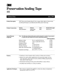 3M Preservation Sealing Tape 481, 1/2" x 36 yd., Black