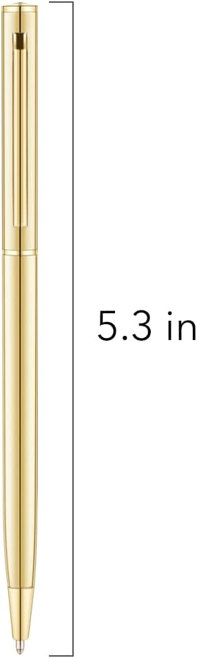 Unibene 6 Pack Gold Slim Ballpoint Pens Black ink Medium Point(1 mm), Nice Gift for Wedding Business Office Students Teachers Christmas