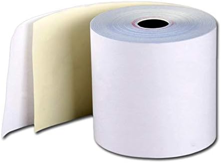 (10 Rolls - 50 GSM) 3'' x 95' White/Canary 2 Ply Carbonless Kitchen Printer Paper Cash Register Receipt Rolls for Star Micronics SP2000, UP389 VeriFone Omni 480, Printer 220, 250, 900 TMU 220