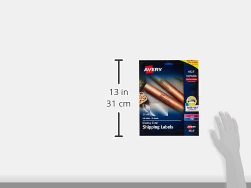 Avery Printable Shipping Labels with Sure Feed, 2" x 4", Glossy Crystal Clear, 100 Blank Mailing Labels (6522)