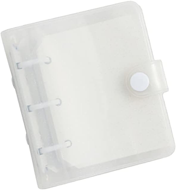 3 Ring Glitter Binder Cover Clear PVC Notebook Cover Protector Loose Leaf Folder Binder Mini Transparent Binder Pockets with Paper White