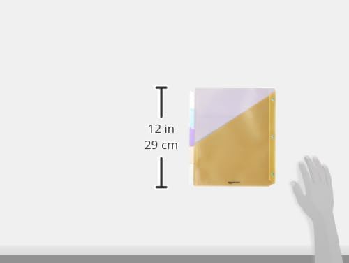 Amazon Basics Tab Dividers for 3 Ring Binder, Two Pocket, Letter Size, Assorted Colors, 5 Count