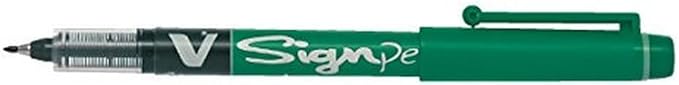 Pilot V Sign Pen Liquid Ink 2.0 mm Tip - Green, Box of 12