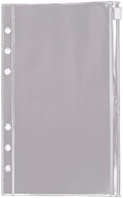 EvZ Zip Closure Envelope for 7 Inches Journal Organizer Diary A6 Notepad Notebook 6 Holes Ring Binder, Flexible Transparent, Set of 3Pcs