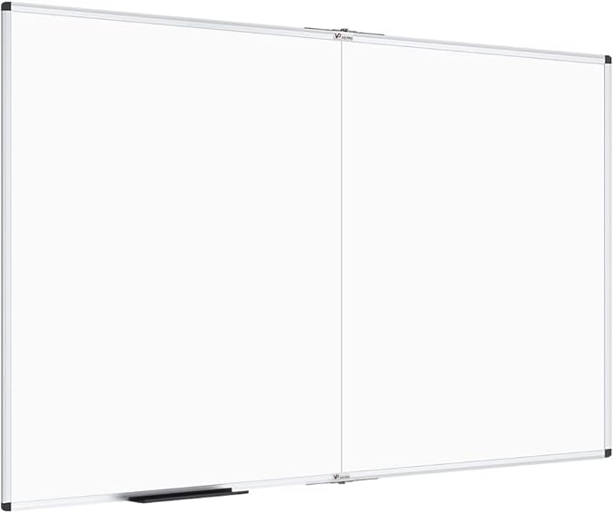 VIZ-PRO Large Dry Erase White Board/Magnetic Foldable Whiteboard, 60 X 36 Inches, Silver Aluminium Frame