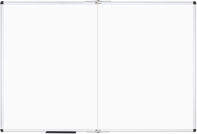 VIZ-PRO Large Dry Erase White Board/Magnetic Foldable Whiteboard, 72 X 40 Inches, Silver Aluminium Frame