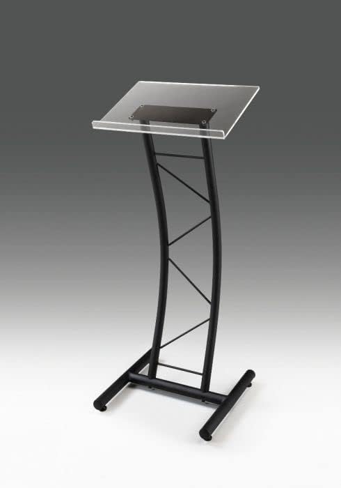 Kingdom Curved Metal Lectern with Acrylic Top, Stainless Steel Lectern Body and Clear Acrylic Top - Striking and Elegant for All Spaces