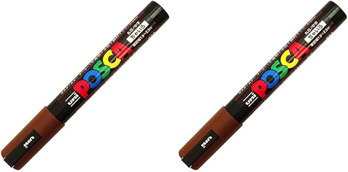 uni Posca Medium Marker, Brown (PC5M.21) (Pack of 2)