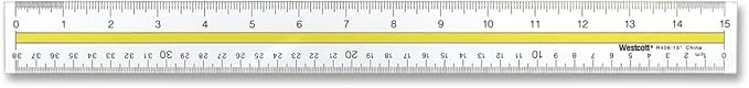 Acrylic Data Highlight Reading Ruler with Tinted Guide, 15" Clear