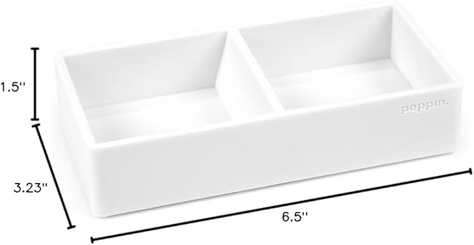 Poppin This & That Tray - Modular Desk Trays for Office Organization, Color-Coordinated Office Supplies for Desk (White, This & That Tray)