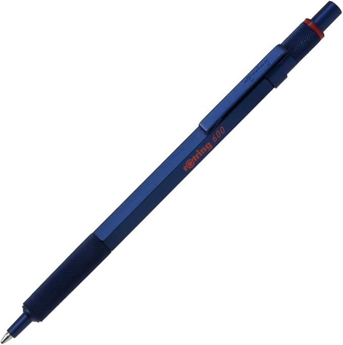 rOtring 600 Ballpoint Pen, Medium Point, Black Ink, Blue Barrel, Refillable