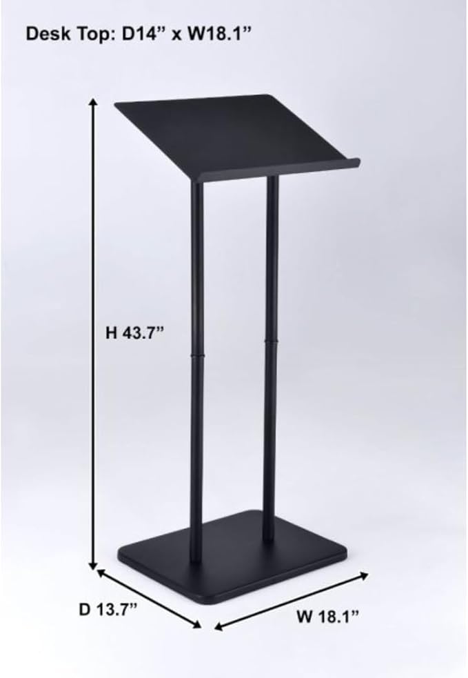 Kingdom KML14B Modern & Professional Black Metal Podium with Metal Top (43.7" Height)
