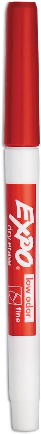 EXPO 86002 Sanford EXPO Low Odor Dry Erase Marker, Fine Point, Red, Box of 12