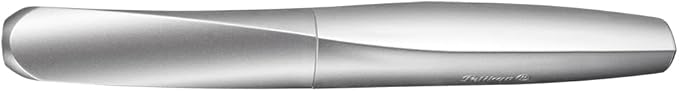 Pelikan Twist Fountain Pen with 1 Ink Cartridge, Medium Nib, Silver, Boxed (947101) (Pack of 2)