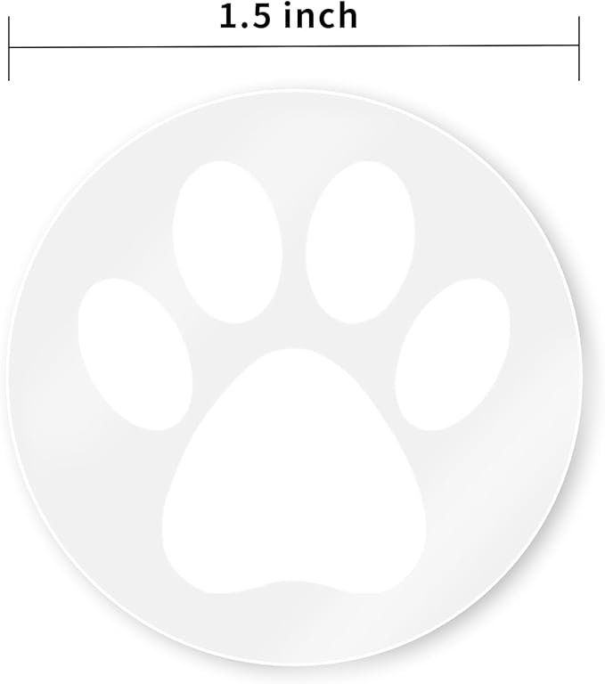 Paw Print Stickers,1.5" Clear Round Bear Paw Print Stickers Dog Puppy Paw Stickers Bear Paw Stickers with Perforation Line (500 PCS,White)