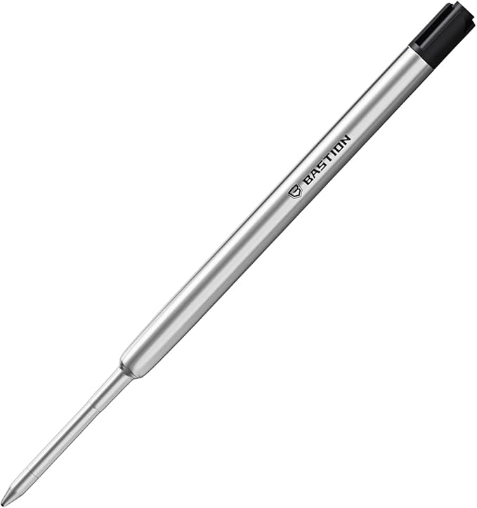 BASTION® Premium Pen Refill, Deeply Pigmented Ink for All Bastion Bolt Action Pens, Standard Ink Refill w/ 0.55mm Fine Tip for Birthday Gift - Black Gel, 1 Piece