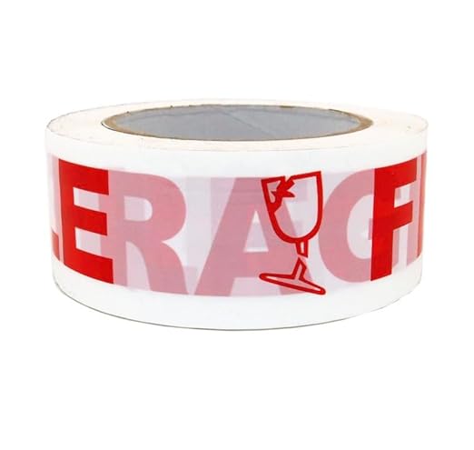 Heavy Duty Packing Fragile Tape for Shipping,Packing and Moving 2" Wide x 2.0 Mil Thick -110 Yrd Roll -Acrylic Adhesive Tape for Box Sealing. (1 Roll, Fragile, 2" Wide x 110 yds)