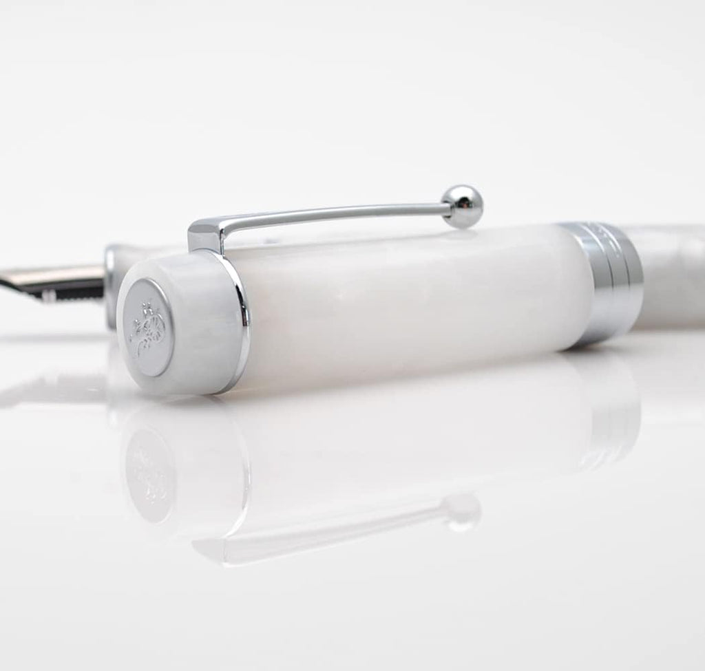 JINHAO 100 Fountain Pen with Ink Converter (Medium Nib 0.7mm, Snow White with Silver Clip)