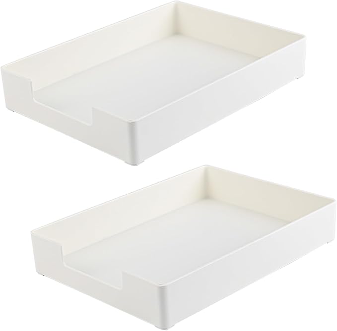 Paper Tray, 2pc Letter Tray, Paper Organizer for Desk, Stackable Front-Load A4 Paper File Folder Magazine Storage Holder, Drawer Organizer, Office Desktop Accessories Workspace Document Organizer