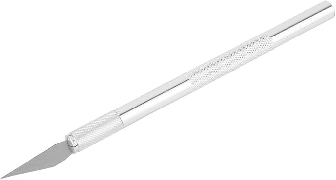 Art Knife, Carving Knife, Nonslip Stainless Steel Precision Knife Hobby Knife Wood Carving Artwork Craft Knife with 5 Spare Blades for Phone Repair, Art, Hobby, Scrapbooking, Stencil (Silver)