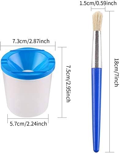 DIYASY 4 Pcs Kids No Spill Paint Cups and 4 Round Paint Brushes 4 Colors Spill Proof Paint Cups for Children’ Art Class and Home.