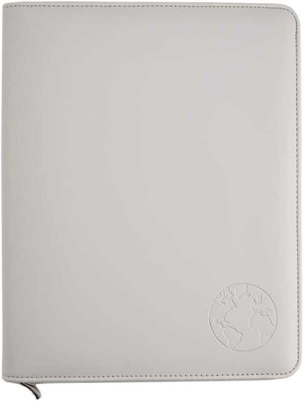 Phone Charging Business & Travel Portfolio w/Built-in Power Bank- Zipper Closure & Refillable Pad- Professional Organizer Padfolio That Charges Phones/Tablets on The Go (Gray)