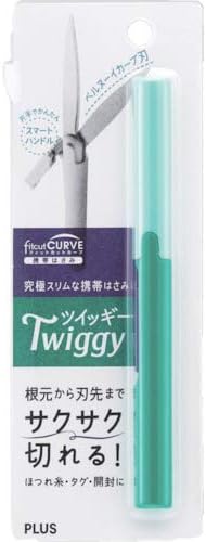Plus 34-582 Scissors, Portable Fit, Cut Curve, Twiggy, Green, Slim Shape