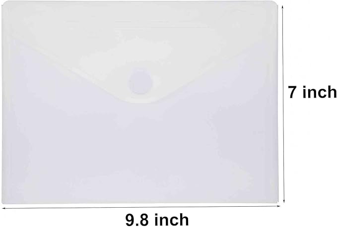 9x7 Clear Plastic Envelopes Hook Loop Closure Receipt Stickers Storage Holder 10 Pack