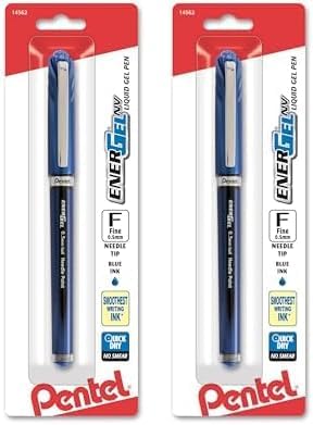 Pentel EnerGel NV Gel Ink Pen, (0.5mm), Needle Tip, Blue Ink, 2 Pack (BLN25BPC)
