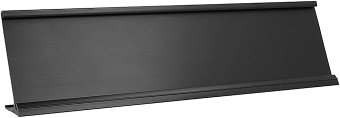 ExcelMark 2" x 8" Aluminum Name Plate Holder for Desk - Office Business Door Sign Holder - Black