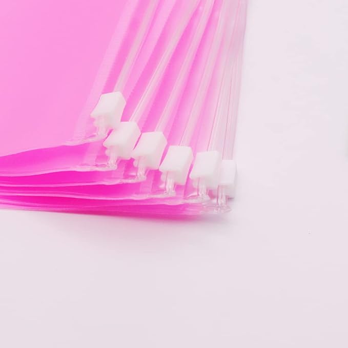 Pink PVC Binder Pockets 12pcs A5 Binders Zipper Pouch Bag Loose Leaf 6 Holes PVC Zip Organizer Folder for Journal Budget Filing Pocket Bags