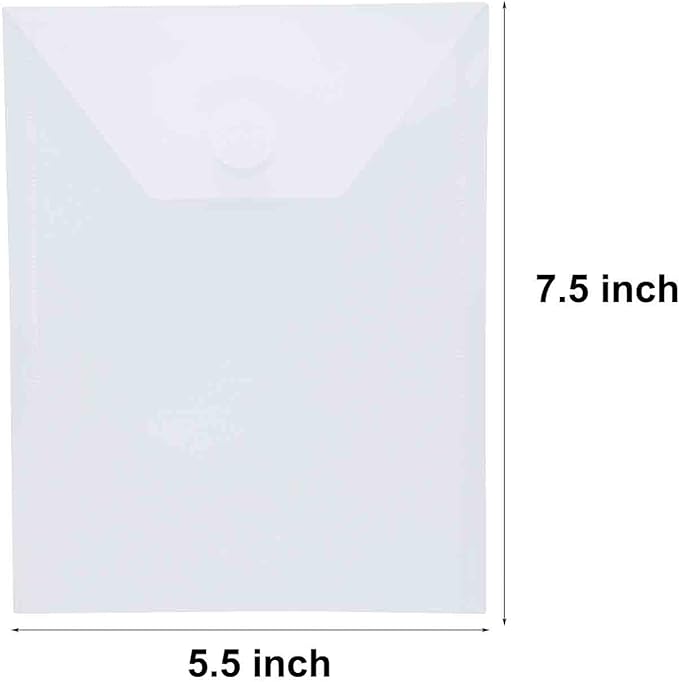 7''x5'' Vertical Clear Plastic Envelopes Hook Loop Closure Receipt Sticker Storage Holder 30 Pack