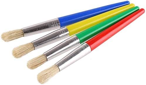 DIYASY 4 Pcs Kids No Spill Paint Cups and 4 Round Paint Brushes 4 Colors Spill Proof Paint Cups for Children’ Art Class and Home.