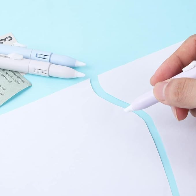 Mini Color Folding Scissor Pen, Portable Safe Ceramic Cutter 2-in-1 Folding Scissor Craft Tools Cutting Supplies for Paper Work Cutting and Measuring Devices(Pink) (Blue)