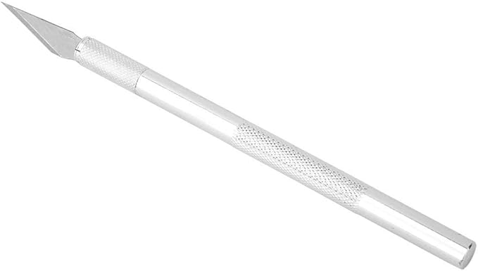 Art Knife, Carving Knife, Nonslip Stainless Steel Precision Knife Hobby Knife Wood Carving Artwork Craft Knife with 5 Spare Blades for Phone Repair, Art, Hobby, Scrapbooking, Stencil (Silver)