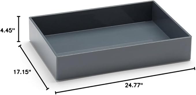 Poppin Stackable Medium Accessory Tray - Modular Lacquer Desk Trays for Office Organization, Color-Coordinated Office Supplies for Desk, Paper Trays (Dark Gray, Medium Accessory)