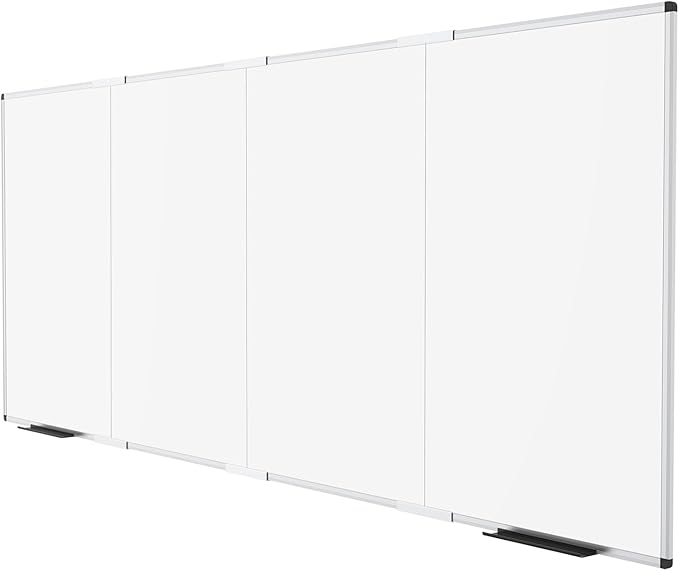 VIZ-PRO Large Dry Erase White Board/Magnetic Foldable Whiteboard, 120 X 48 Inches, Silver Aluminium Frame