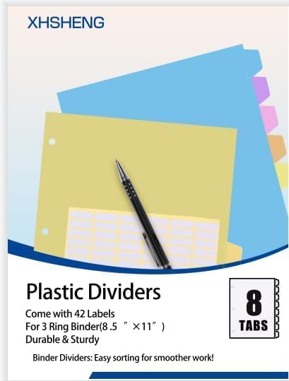 16Pcs/2 Sets Binder Dividers for 3 Ring Binder,8 Tab Plastic Dividers with Tabs, Pastel Color File Dividers, Notebook Dividers for School, Office