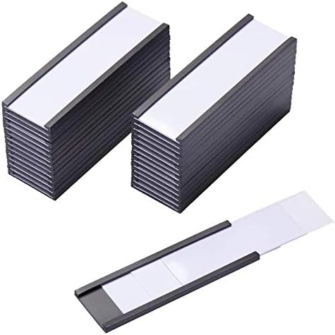 Eeoyu Magnetic Label Holders with Magnets Magnetic Data Card Holders with Clear Plastic Protectors for Metal Shelf, Whiteboard, Set of 30 (0.8 x 3 Inch)