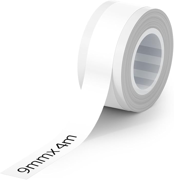 MakeID Label Maker Tape - Self-Adhesive Sticker Label Tape Refill Compatible with MakeID L1 Label Machine - Waterproof 6-Layer Laminated Film, Split-Back Design - 0.35"x13' (9mm x 4m)