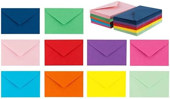 Purple Q Crafts 60 Mini Envelopes 10 Assorted Colors,Gummed closure, Gift Card, Business Card Envelopes 4"x 2.7"