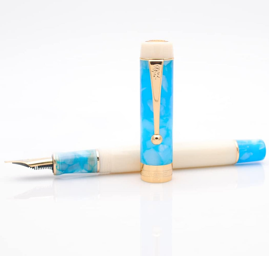 JINHAO 100 Fountain Pen with Ink Converter (Medium Nib 0.7mm, Sky Blue-A)