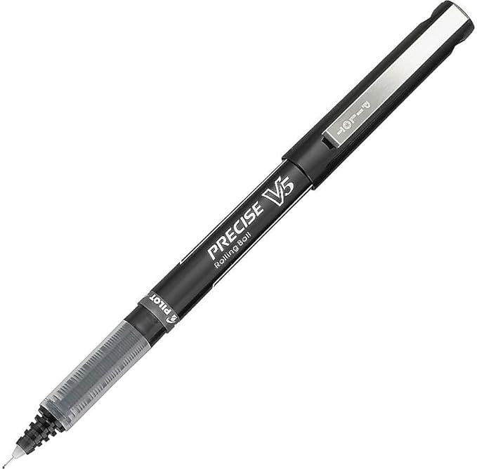 Pilot, Precise V5, Capped Liquid Ink Rolling Ball Pens, Extra Fine Point 0.5 mm, Black, Pack of 5