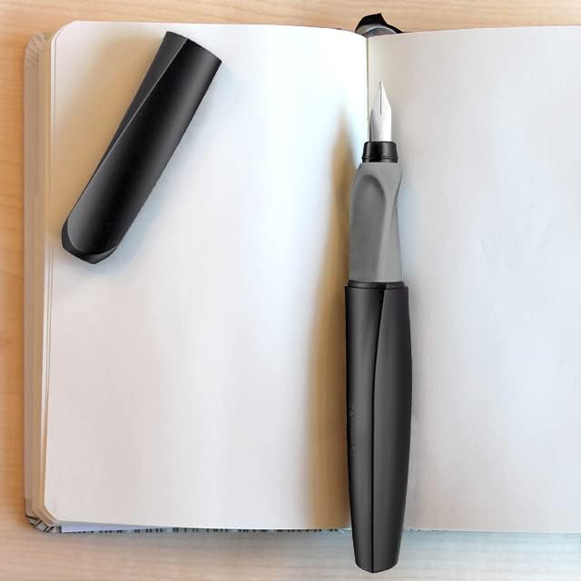 Pelikan Twist Fountain Pen with 1 Ink Cartridge, Medium Nib, Black, Boxed (946806)