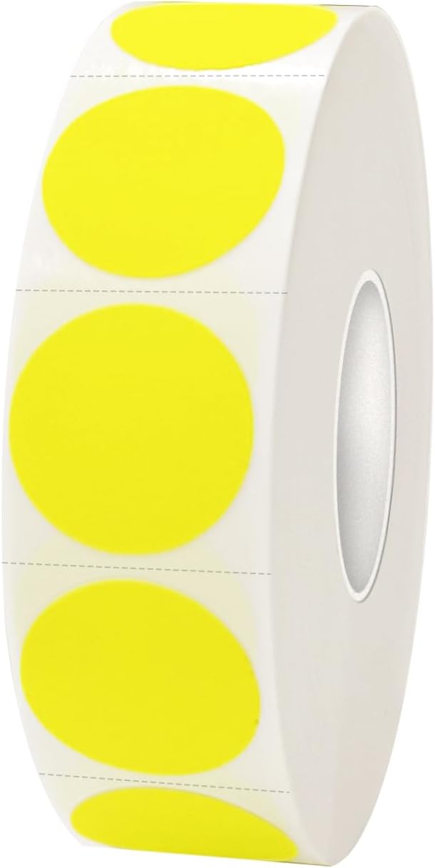 1200 Pieces 0.75 Inch Round Color Coding Label Garage Sale Stickers Blank Yard Sale Price Stickers Permanent Adhesive Dots Stickers,Easily Writable with Perforation Line (Yellow)
