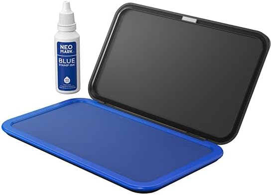 Large Stamp Pad Kit (1oz Ink Included) - 3.50"x 6.25", Magnetic Lid, Premium Quality Felt Stamp Pad (Blue)