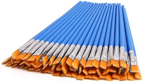 DECYOOL 60 Pcs Paint Brushes Set Kids Nylon Flat Hair Small Oil Watercolor Artist Painting Kits Bulk for Acrylic Painting