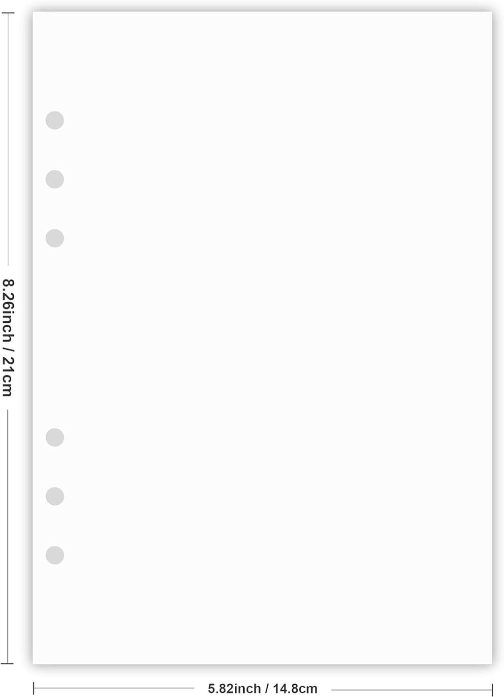 (5-Pack) A5 Blank Paper, Refills for Filofax Planner, Organizer, Binders, 6 Hole Punched, Total 500 Sheets/1000 Pages, 100gsm, White, 5.8 x 8.2 Inch, 6 Hole Filler Paper