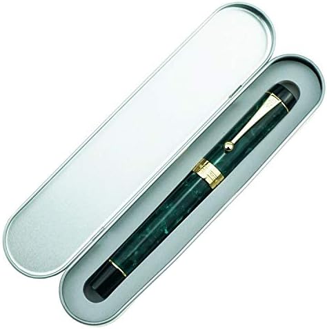 Jinhao 100 Fountain Pen Celluloid Classic Style, #6 Nib Smooth Writing Instrument with Refillable Converter and Pen Case Set